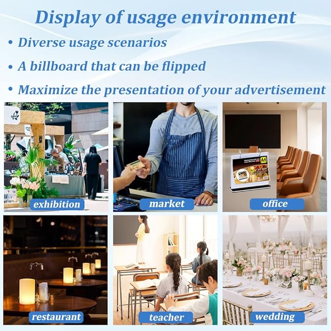 A5 T Shaped Acrylic Sign Holder,Flip Menu Stand （6 Pages, 12 Sides Display）Suitable for Restaurants, Schools, and Shops 8.6x8 Inch