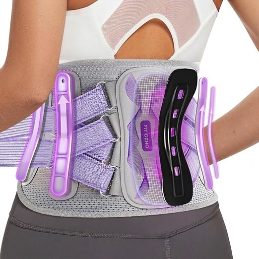 Fit Geno Back Brace for Lower Back Pain Women: Adjustable Lumbar Support Brace for Pain Relief - Breathable Waist Belt for Comfort - L