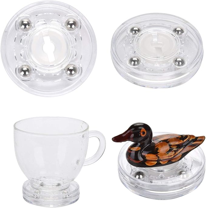 TamBee 4 Pack 2 Inch Acrylic Lazy Susan Turntable Organizer, 360° Rotation Display Base, White Acrylic for Spice Rack, Cake, Kitchen Cabinet, Pantry Decorating