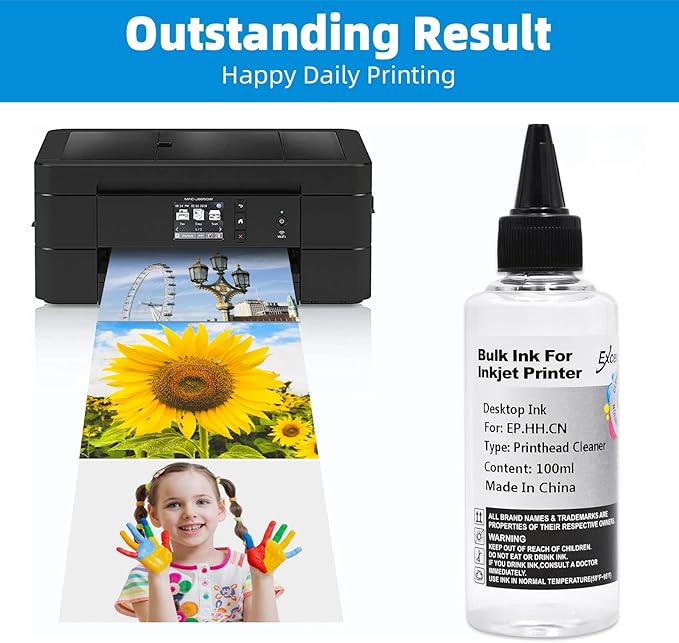Printhead Cleaning Kit Compatible for Brother Epson HP Canon Nozzle Inkjet EcoTank Officejet Deskjet Pixma Printers-Liquid Printers Head Cleaning Suit Solution 100ml, 10ml Premium Syringe