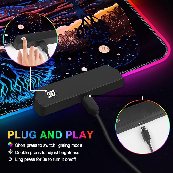 ARTSO Extra Large RGB Gaming Mouse Pad with 14 Light Modes, Extended Soft LED Mousepad, Anti-Slip Rubber Base, Computer Keyboard Mat (35.4 x15.7 Inch), Mysterious Tree