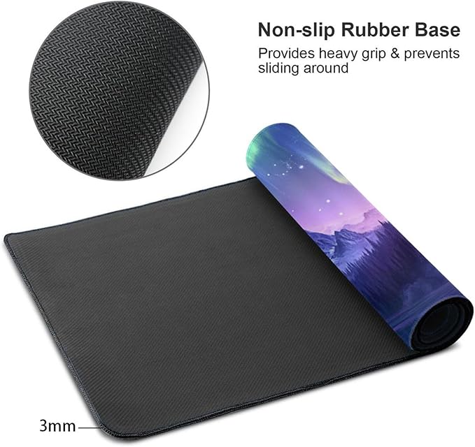 Extended Mouse Pad Large Gaming Mouse Pads - Aurora Painting Northern Lights Mountains Stars Desk Pad Computer Desk Mat Non-Slip Mousepad for Game Players, Office, Study (48" x 24")