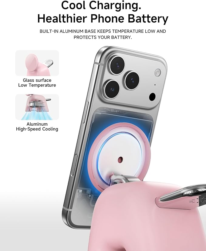 AOK-AOK Foldable Wireless Charging Station, 15W Magnetic Fast Charger Stand for iPhone 17 16 15 14 13 12 Pro Max&Apple Watch&Airpods, 2-in-1 Charger for Home/Office/Travel(30W Adapter Included)