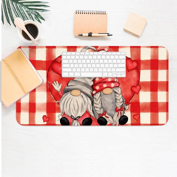 Valentine Desk Mat, Cute Love Heart Large Mouse Pad for Desktop, PU Leather Waterproof Desk Pad, Computer PC Laptop Protector Gaming Mouse Pads Valentine's Day Gifts for Her Him (23.6" x 11.8")