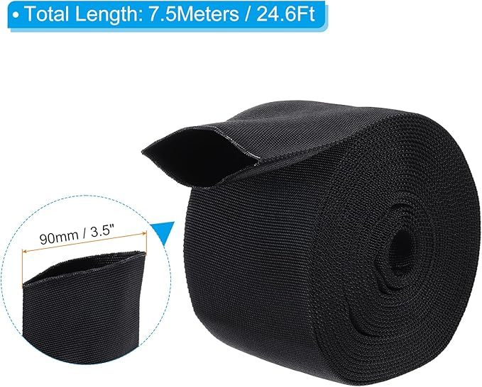 PATIKIL 2.2" Dia 24.6FT Nylon Protective Hose Sleeve, Cable Cover Sheath Protection for Welding Tig Torch Hydraulic Hose, Black