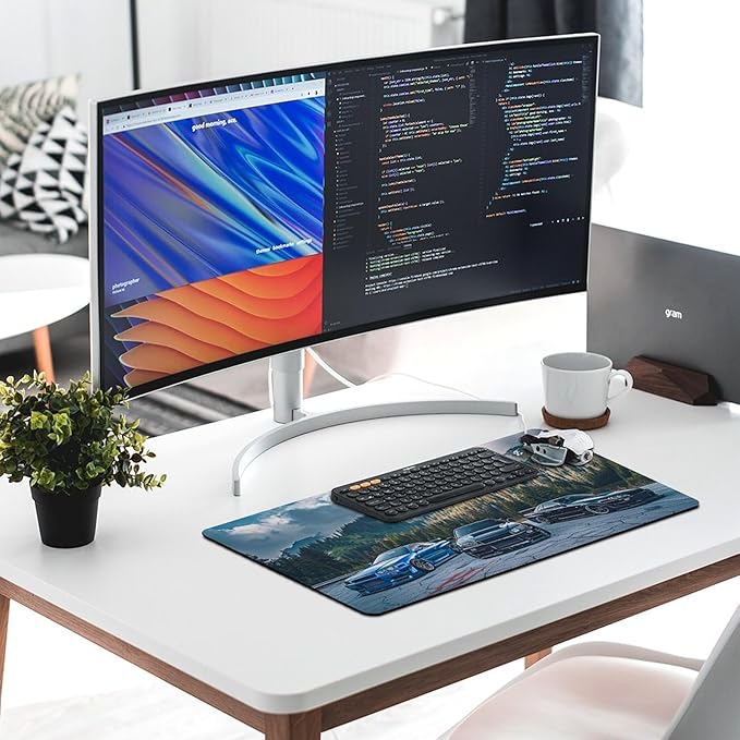 Car Gaming Mouse Pad Large Mousepad R34 Sport Car Stance Mountain Landscape Desk Mat for Keyboard and Mouse Mat Non-Slip Rubber Desk Pad 40X75cm, Style