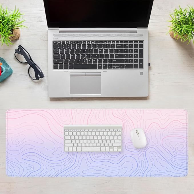 Abstract Lines Gaming Mouse Pad Pastel Gradient XL Mouse Pad Large Mousepad Extended Laptop Keyboard Mat Gaming Desk Pad Mouse Mat Office Computer Keyboard Laptop 31.5"x11.8"