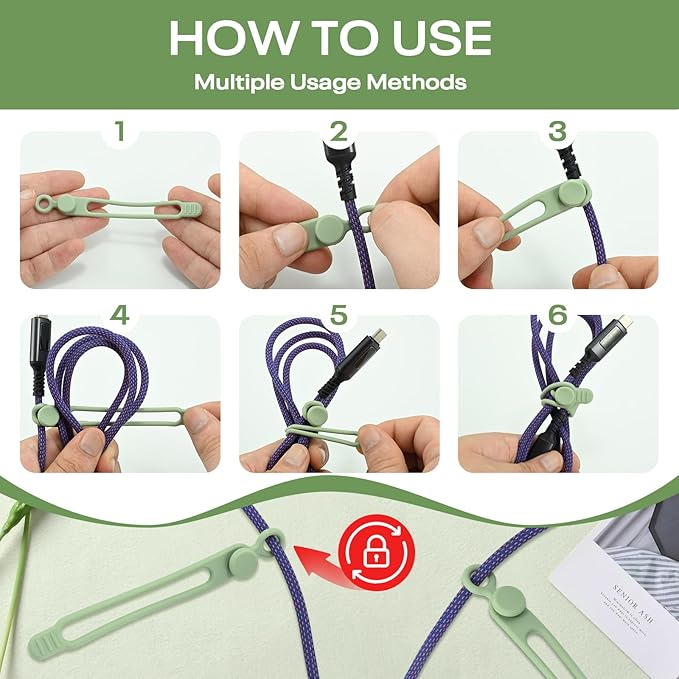 30Pcs Silicone Cord Organizer Reusable 3in Cable Ties for Charging Cords, Data Cables, Computer Wires Electrical Cord Organization Black