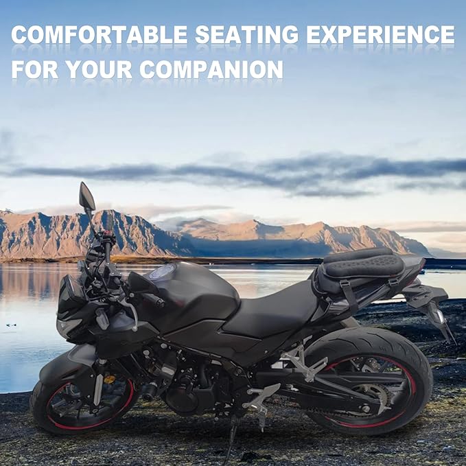 Foldable Passenger Motorcycle Gel Rear Seat Cushion, 3D-Honeycomb Structure Shock Absorption & Breathable Motorcycle Gel Seat Rear Pad for Long Rides (S)
