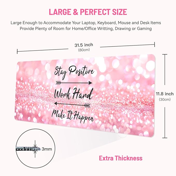 Mousepad Desk Mat Gaming Large Keyboard Cute Office Desktop Computer Laptop Quotes XXL Long Giant Big Kawaii Aesthetic Girly Pretty Design Women Girl Gamer Oversized Wide 30x12'' Mousepad