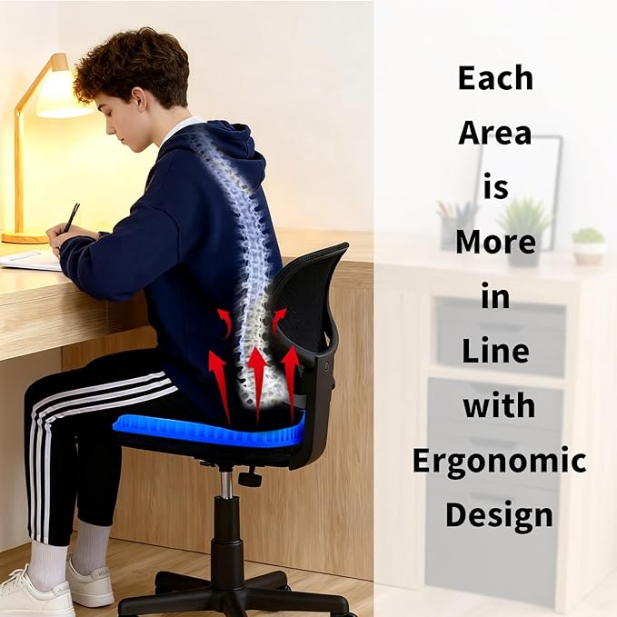 Kayak Seat Cushion - Blue Cooling Gel Kayak Accessory Removable Waterproof Cover | Comfort for Kayak Seats, Fishing, Car seat，Office Chair & Outdoor Use