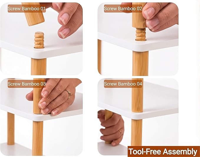 3-Tier Expandable Bamboo Desktop Organizer Shelf Kitchen Cabinet and Counter Riser Display Shelf for Top of Desk Home Office Bathroom Coffee Table Display Stand,White