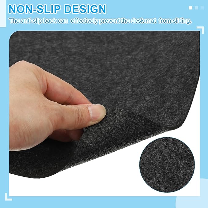 PATIKIL 31.5" x 15.7" Large Felt Desk Pad Protector, Non-Slip Desk Mat Full Table Mouse Pad Keyboard Mats for Laptop Computer Writing Desk Table Gaming Home, Dark Gray