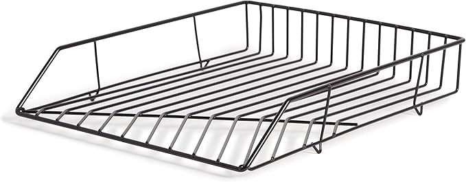 U Brands Vena Desk Organization Set, Office Supplies, Metal, Black, with Pencil Cup, Letter Sorter, Paper Tray, 4 Pieces