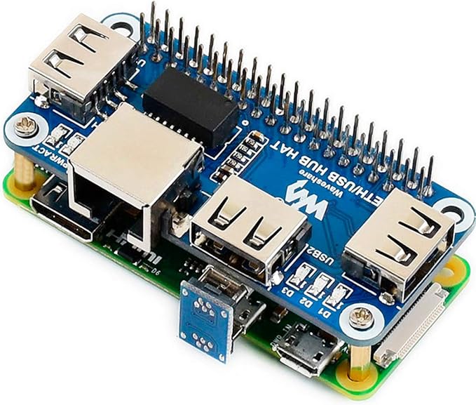 for Raspberry Pi 4B/3B+/3B/2B/Zero/Zero W/Pi Zero 2 W/ 2 WH, Ethernet/USB HUB HAT Board with RJ45 10/100M Ethernet Port and 3X USB Ports, Compatible with USB2.0/1.1