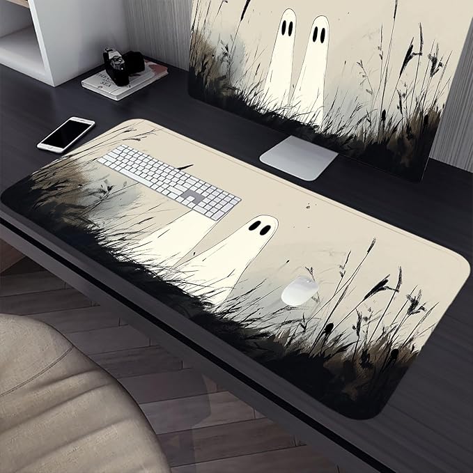Cute Ghost Desk Mat Cartoon Fantasy Halloween Spooky Mousepad XL Large Gaming Mouse Pad Laptop Keyboard Mat Desk Pad 31.5"x11.8" Office Computer Keyboard Laptop Home