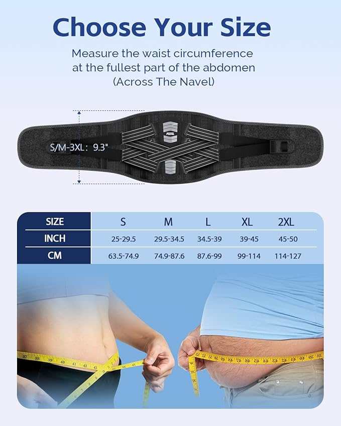 FEATOL Back Brace for Lower Back Pain Women Men, Removable Dual-Side Spine Lumbar Pad with Snug Fit, Adjustable Support Belt for Work, Gray, Size S 25-29.5"