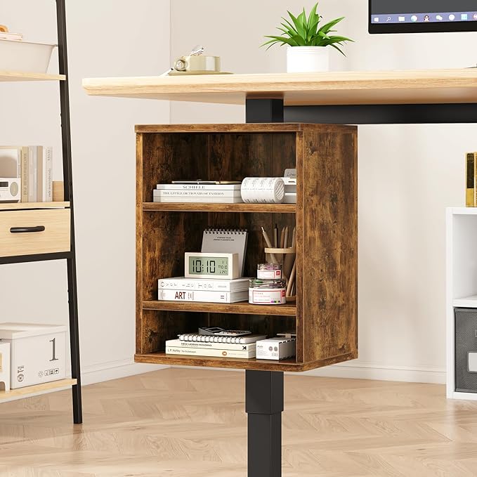 IBUYKE Under-Desk Storage Cabinet Adjustable Cabinet Fits with Standing Desks & Any Desk Legs Clamp-on Shelf for Office and Gaming Room for Elevating Your Workspace UTMZ012H