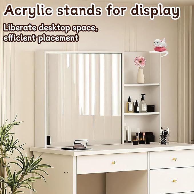 TBWHL 4pcs Acrylic Display Shelf, Computer Screen Display Stand for Anime Figure, Shelf Risers for Figures, Riser Stand for Decoration and Organizer for Desk, Computer Monitor Decor Figurines