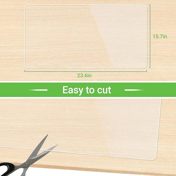 Clear Desk Mat, 23.6"x15.7" Anti-Slip Desk Protector, Waterproof Scratch Resistant Mat, Easy Clean for Office Makeup Pet Feeding