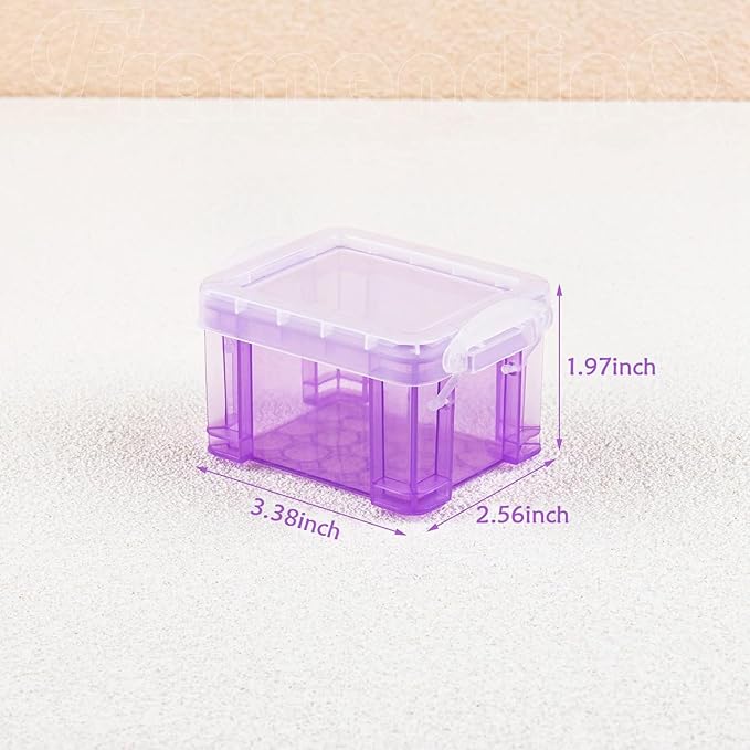 Framendino, 8 Pack Translucent Small Plastic Boxes Mini Desktop Storage Box 3.3" x 2.5" 2" Stackable Organizer Colorful Cosmetic Container with Lid for Jewelry Beads Crafts Accessories