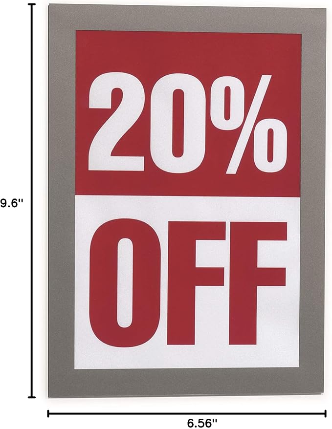 Durable Duraframe Self Adhesive Magnetic Sign Holder in Half Letter-Size 5.5" x 8.5" Inches - Silver Frame - Pack of 2