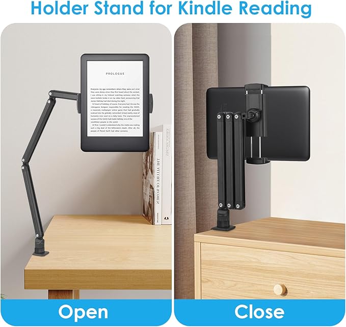 for ipad Tablet Stand Holder for Desk,Portable Monitor Stand Holder 15.6'' Max,for ipad Tablet Mount Arm with Upgraded Screws/360°Rotate Base,Fits for Kindle,Tabs 12.9'' Max(Not Over 2.65lb)