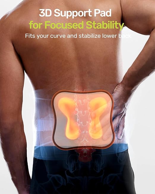 Rakiie Lower Back Brace for Women, Back Belt Support for Men with 8 Stays, Soft Lumbar Support with Full Protection, Orange Size M