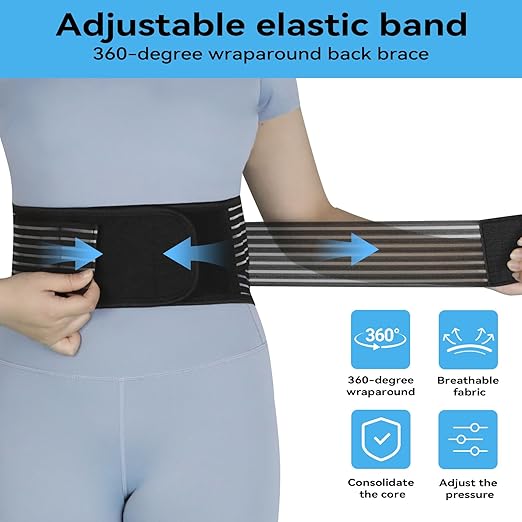 Back Support with Magnet, Tourmaline Magnetic Back Braces for Lower Back Pain Relief, Self Heating & Soothing Waist Band, Lumbar Support Belt for Herniated Disc/Sciatica (Medium)