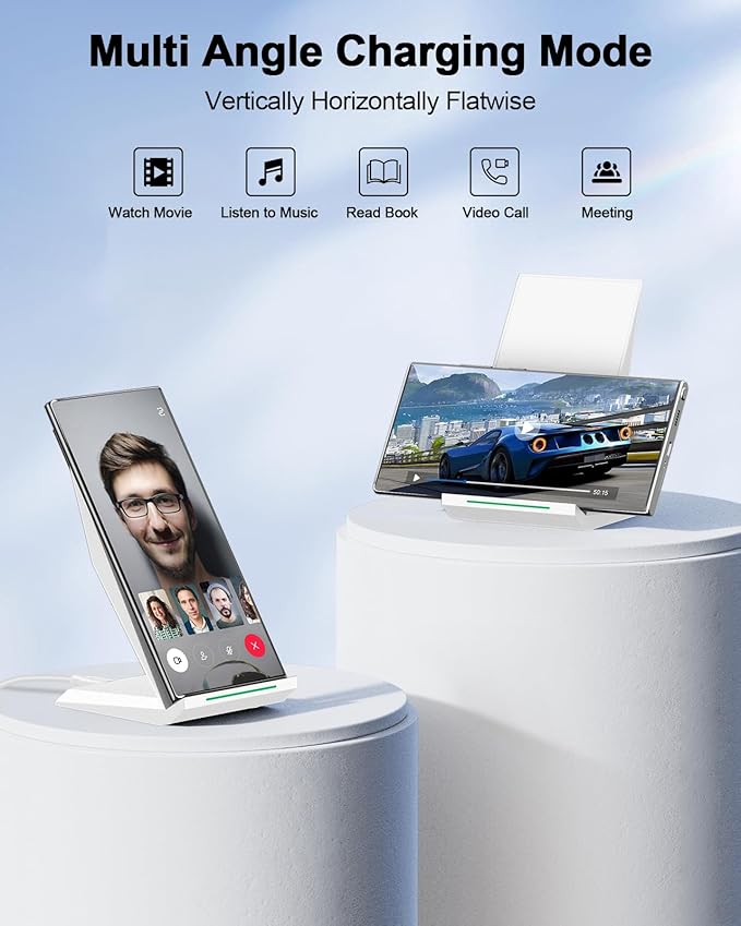 NANAMI Fast Wireless Charger, Charging Stand[with 20W PD Charger] 7.5W for iPhone 17/17 Pro/17 Pro Max/16/15/14/13/12, 10W Phone Charger Dock for Samsung Galaxy S26/S26+/S25/S25+/S25 ultra/S24/S23