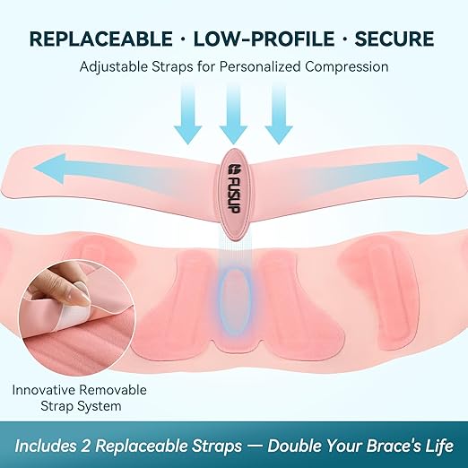 Invisible Back Brace with 0.5mm Ultra-Thin & Seamless Design Under Clothing, FUSUP Anti-Slip Lumbar Support Belt with 2 Removable & Adjustable Straps - for Low Back Pain, Back Injuries, Office, Daily Wear, Sports (Women & Men) (Pink, X-Large)