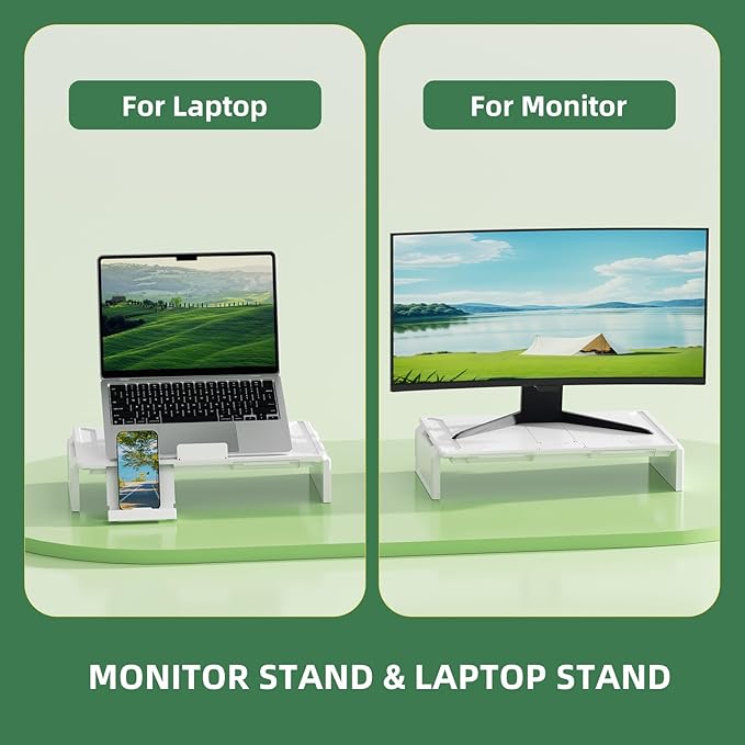 Heymaster Ergonomic Monitor Stand Riser, Laptop Stand Foldable Muti-Angle Adjustable Portable Foldable Stand with Heat-Vent Compatible with MacBook, Air, Pro, Surface Laptop (9-17 inches) (White)