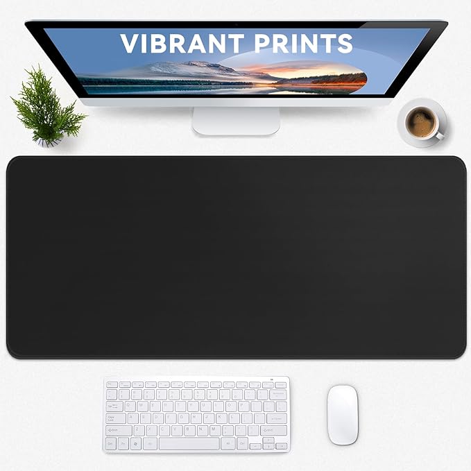 Gaming Mouse Pad Big Mousepad with Non-Slip Rubber Base, 31.5 x 11.8 in XL Large Computer Mat for Gaming Home Office, Long Keyboard Pad Black Mouse Mat for Computer with Stitched Edges, Black