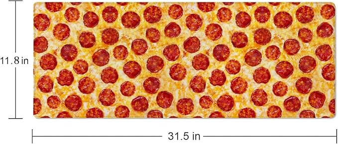 Large Desk Mat, Gaming XL Mouse Pad - 31.5 x 11.8 Inch, Extended Long Thin Desk Mat for Desktop, Pepperoni Pizza