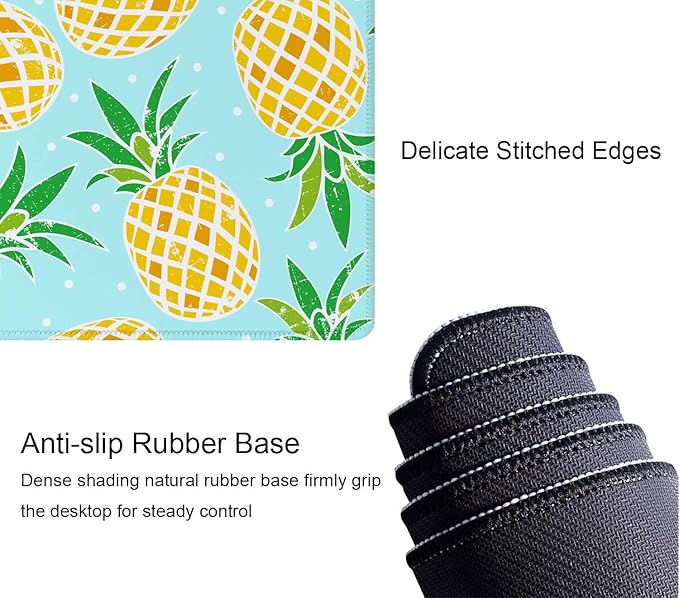 Pineapple Extended Big Mouse Pad Large,XL Gaming Mouse Pad Desk Pad,31.5x11.8inch Long Computer Keyboard Mouse Mat Mousepad with 3mm Non-Slip Base and Stitched Edge for Home Office Work