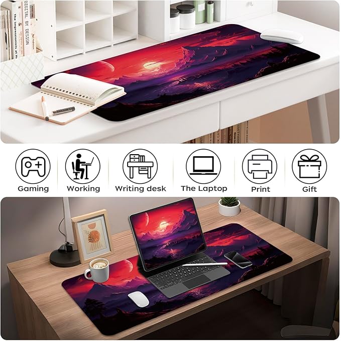 Leather Desk Mat 31.5" x 15.7", Desk Pad for Computer or Laptop, Galaxy Computer Mat Mouse Pad for Keyboard or Mouse, Large Desk Mat for School, Office, Home (Galaxy, 31.5"x 15.7")