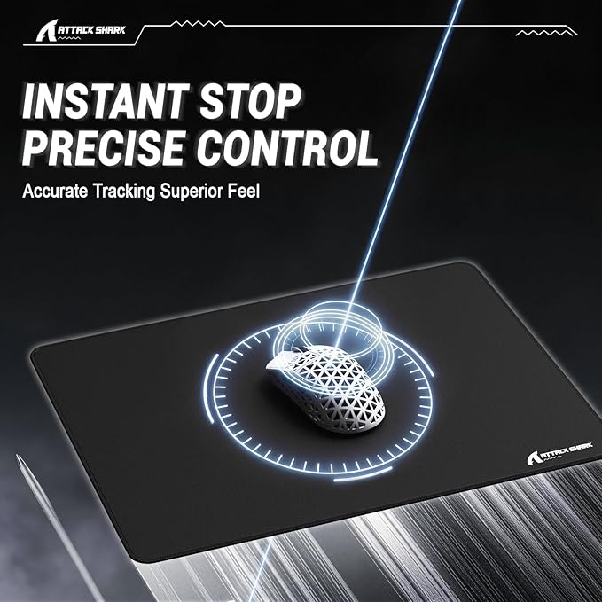 ATTACK SHARK CM02SE Gaming Mouse Pad for Esports Speed Mouse mats for Desk Waterproof Surface Stitched Edges and Anti-Slip Rubber Base Size M Laminate 16.14” x 12.20” x 0.16” Black