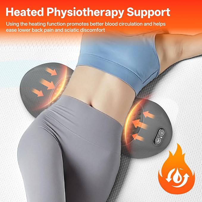 3-in-1 Electric Lumbar Support Pillow for Bed & Chair, Back Massager with Heated, Vibration and Traction, Triple Fusion Lower Back Support for Pain Relief and Relaxation - Dark Gray