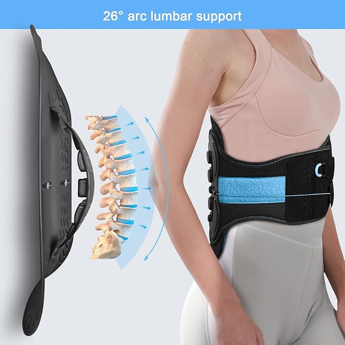 LSO Back Brace with Maximum Decompression Plate&Comfort Curve Back Support New Added Color with Foam Pad, Dual Pulley System Lumbar Support Belt for Lower Back, Spine, Disc(L/XL fit belly 33.75-47")