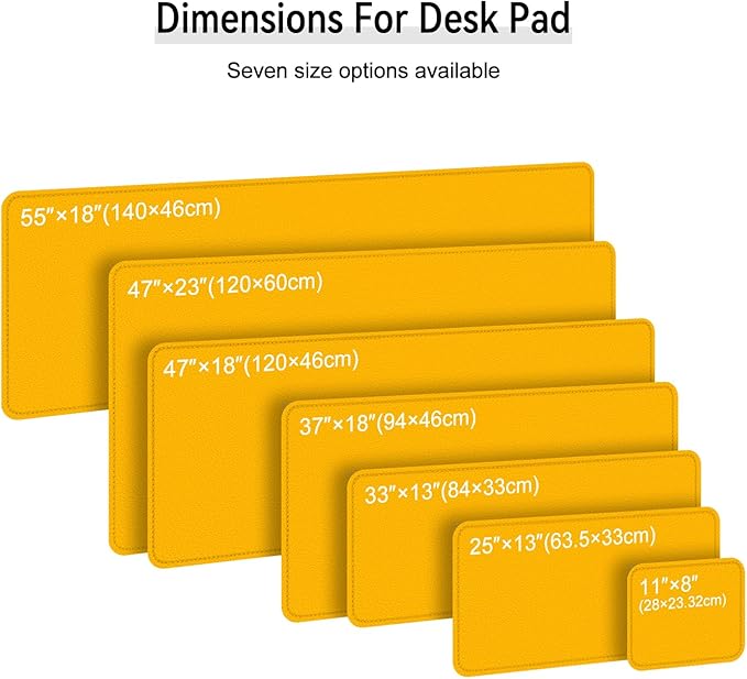 Leather Mouse Pad with Stitched Edge, Waterproof Gaming Mouse Mat for Computers, Laptop, Office & Home (Yellow, 25"*13")