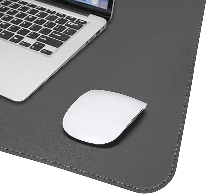 AFIING Cork Desk Mat 47" x 17", Dual-Sided Natural Cork & PU Leather Desk Pad, Non-Slip Waterproof Large Mouse Pad for Office, Home & Gaming (Dark Grey)