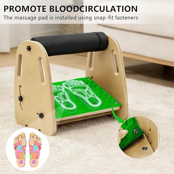 Adjustable Under Desk Foot Rest, Detachable & Washable,3 Height Levels, Interchangeable Soft & Massage Pads,Anti-Slip Design, for Office Home Gaming - Green