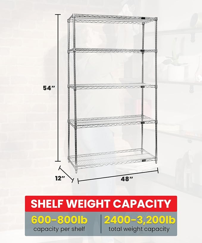 WIRE 5 SHELF STARTER KIT CHROME 54in