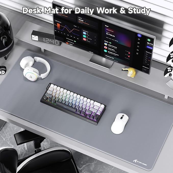 ATTACK SHARK CM02Pro Gaming Mouse Pad for Esports Speed Large Mouse mats for Desk Waterproof Surface Stitched Edges and Anti-Slip Rubber Base Size XXL Laminate 35.43” x 15.75” x 0.16” Gray