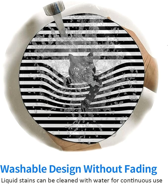 Cat Round Mouse Pad Premium Textured Mouse Mat Washable Mousepads with Extended Stitched Edges Non Slip Rubber Base Small Mousepad 7.9 X 7.9 X 0.12 Inches