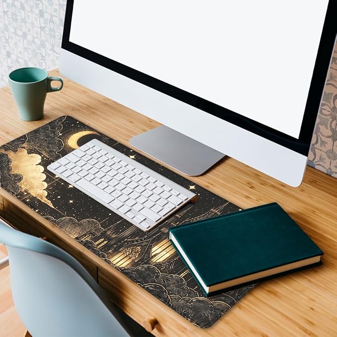 Fantasy Castle Mouse Pad Celestial Gothic Night Extended Gaming Mouse Pad Mat with Stitched Edge Non-Slip Base Office Computer Keyboard Laptop 31.5"x11.8"