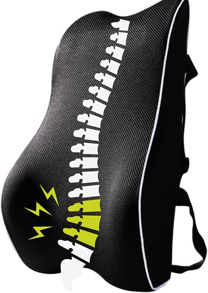 Back Rest Pro Premium Memory Foam Lumbar Support Pillow – Adjustable Strap & Washable Cover, Ergonomic Back Cushion for Office Chair & Driving