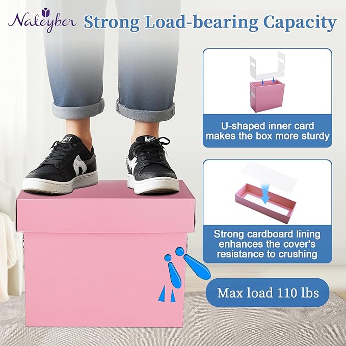 File Organizer Box with Lid & Handle, Heavy Duty Hanging File Folder Storage Boxes for Letter Size, Portable Filing Organizer for Office, Home, Classroom, Pink 4 Pack