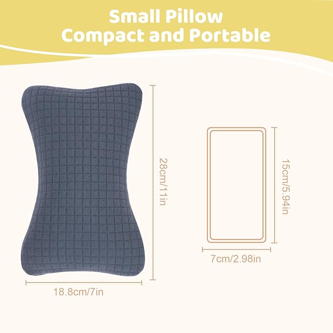 vocheer 11x7in Mini Travel Pillow, Small Pillows for Sleeping, Tiny Pillows for Neck, Wrist, Lumbar and Knee, Pets Pillow, Cotton, Cover Removable, Machine Washable (Navy Blue-1PC)
