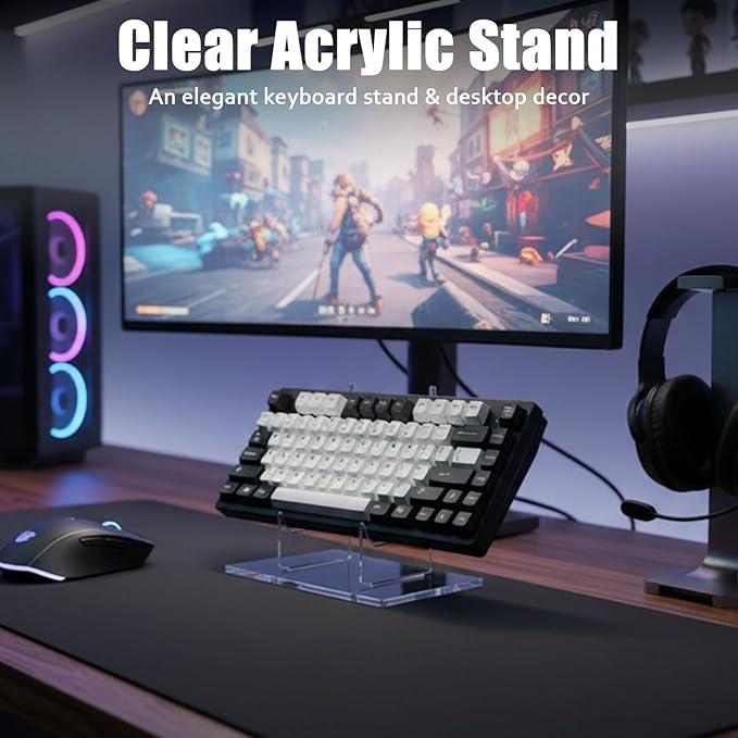 Acrylic Keyboard Display Stand Holder, Mechanical Keyboard Display Holder,Keyboard Riser Display Shelf Tray for Desk, Gaming Setup, Office or Home,1 Pack